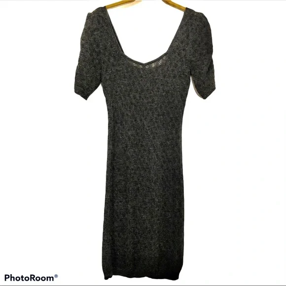 Free People | Dresses | Free People Dark Gray Short Sleeve Sweater Dress |  Poshmark